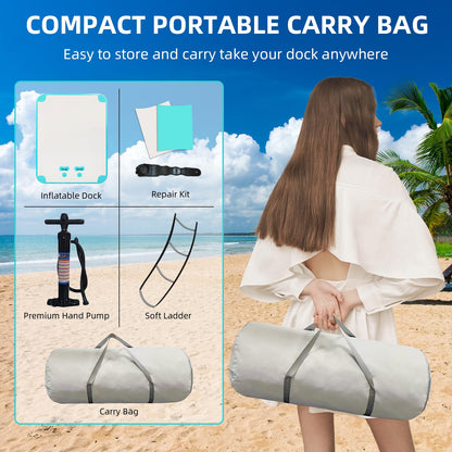 AZXRHWYGS Inflatable Floating Dock Air Dock Platform Floating Island Raft with None-Slip Surface for Pool Beach Ocean