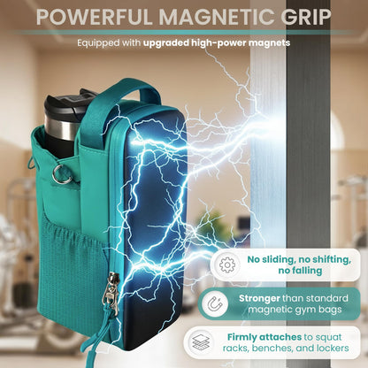ABZZZ Magnetic Gym Bag Magnetic Water Bottle Holder For Gym Water Bottle Holder With Magnet Pocket For Phone Keys Shaker Wallet Crossbody Workout Golf Cart Men Women