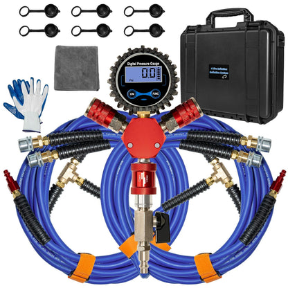 MILADO 4 Tire Inflation System, 4 Way Tire Inflator Deflator with Hard-Shell Storage Case, Off Road Tire Inflator with Gauge, Air Down Tire Deflators Kit for Trucks Jeeps Fits Up to 155" Wheelbase