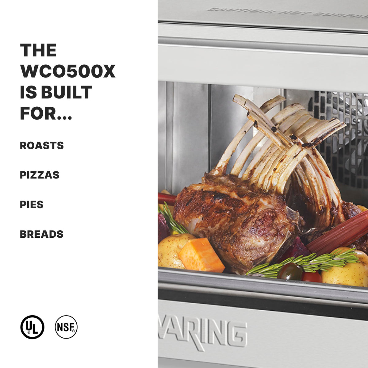 Waring Commercial WCO500X Half Size Pan Convection Oven, 120V, 5-15 Phase Plug, Steel