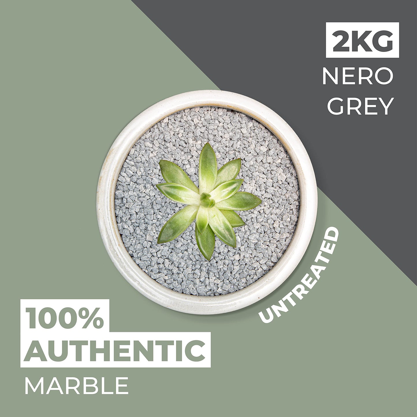 Natural World Rock Plant Topper Rocks - Beautiful Natural Rocks | 4lbs | 1/5" Diameter | Home & Garden Plant Pots Vases and Decorations (Nero Grey Marble)