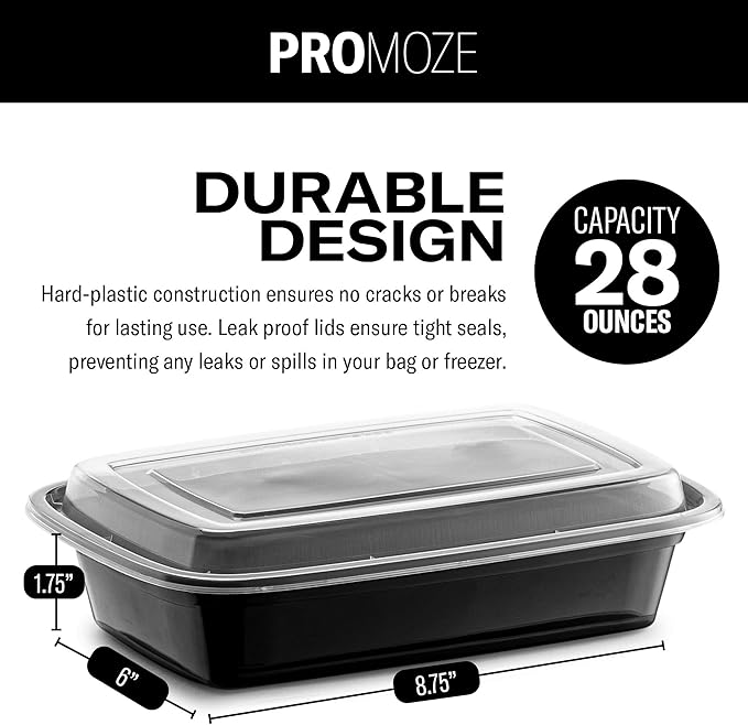50-Pack Reusable Meal Prep Containers Microwave Safe Food Storage Containers
