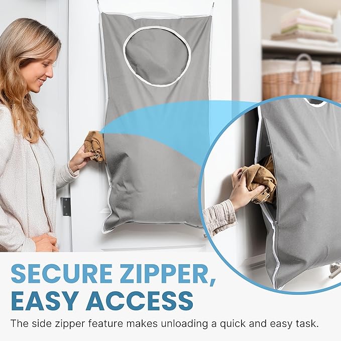 Hanging Laundry Hamper Bag XL 40x22", Space Saving over the Door Storage Bags
