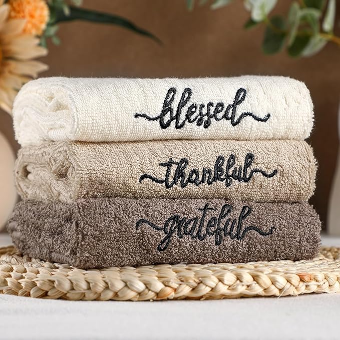 Peryiter 3 Pcs Farmhouse Bathroom Decor Hand Towels 14x29 Inch Cotton Bath