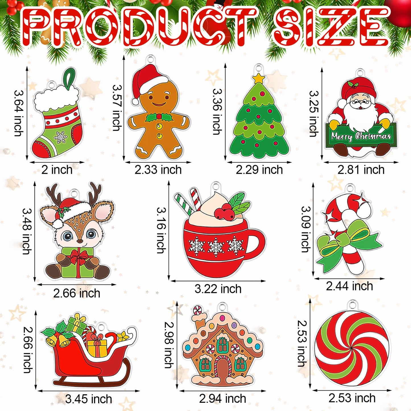 Beeveer 30 Sets Christmas Suncatcher Crafts DIY Window Paint Art Kit Snowman Gingerbread House Creative Xmas Window Ornament for Christmas Holiday Seasonal Home Activities Party Project