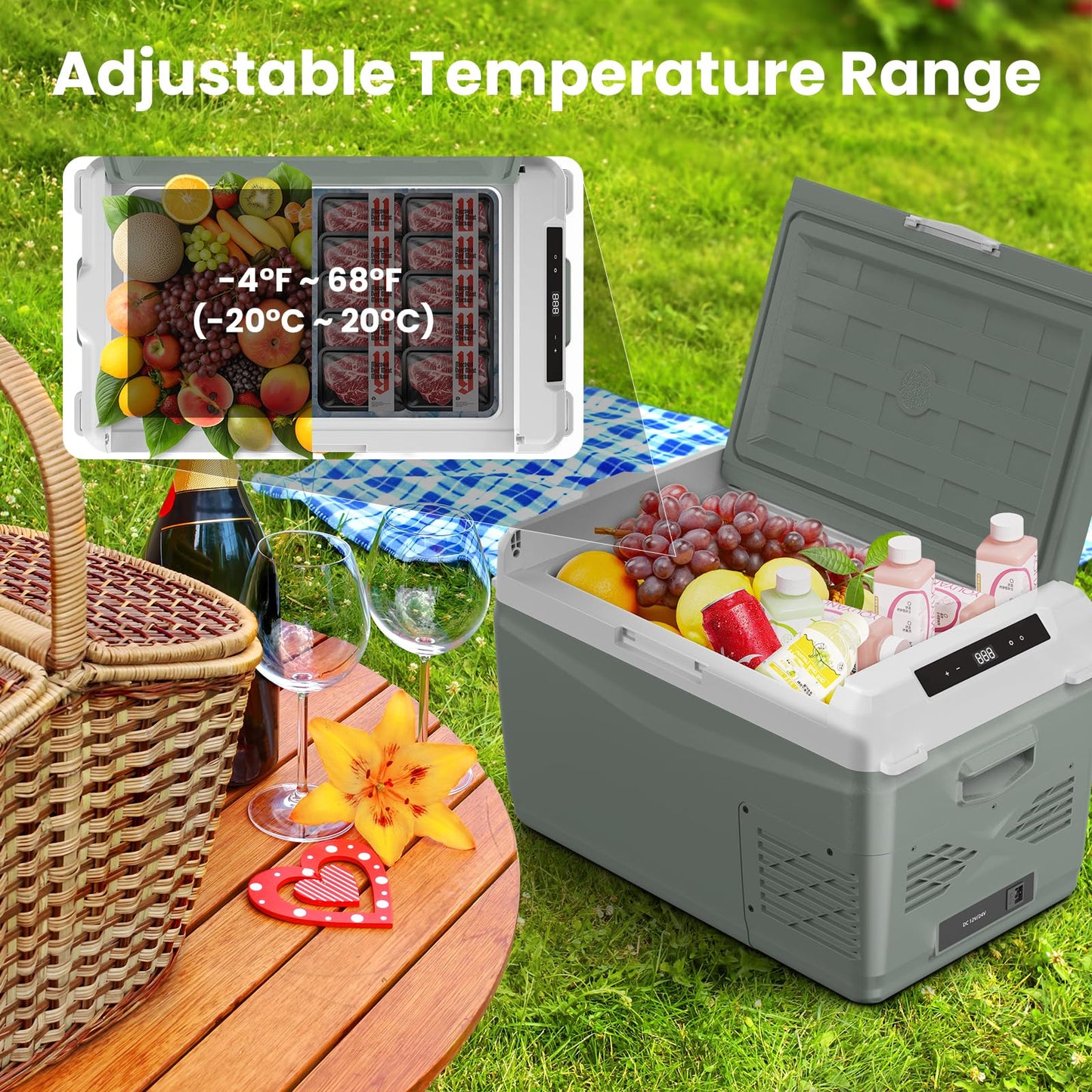 Alpicool Electric Cooler for Car Refrigerator 12 Volt Car Fridge 29 Quart Portable Freezer for Truck SUV RV Van Camper,Camping Boat Travel,-4~68°F (12V 240V, GC30)
