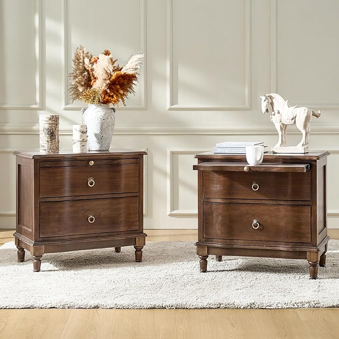 HULALA HOME Solid Wood Storage End Tables