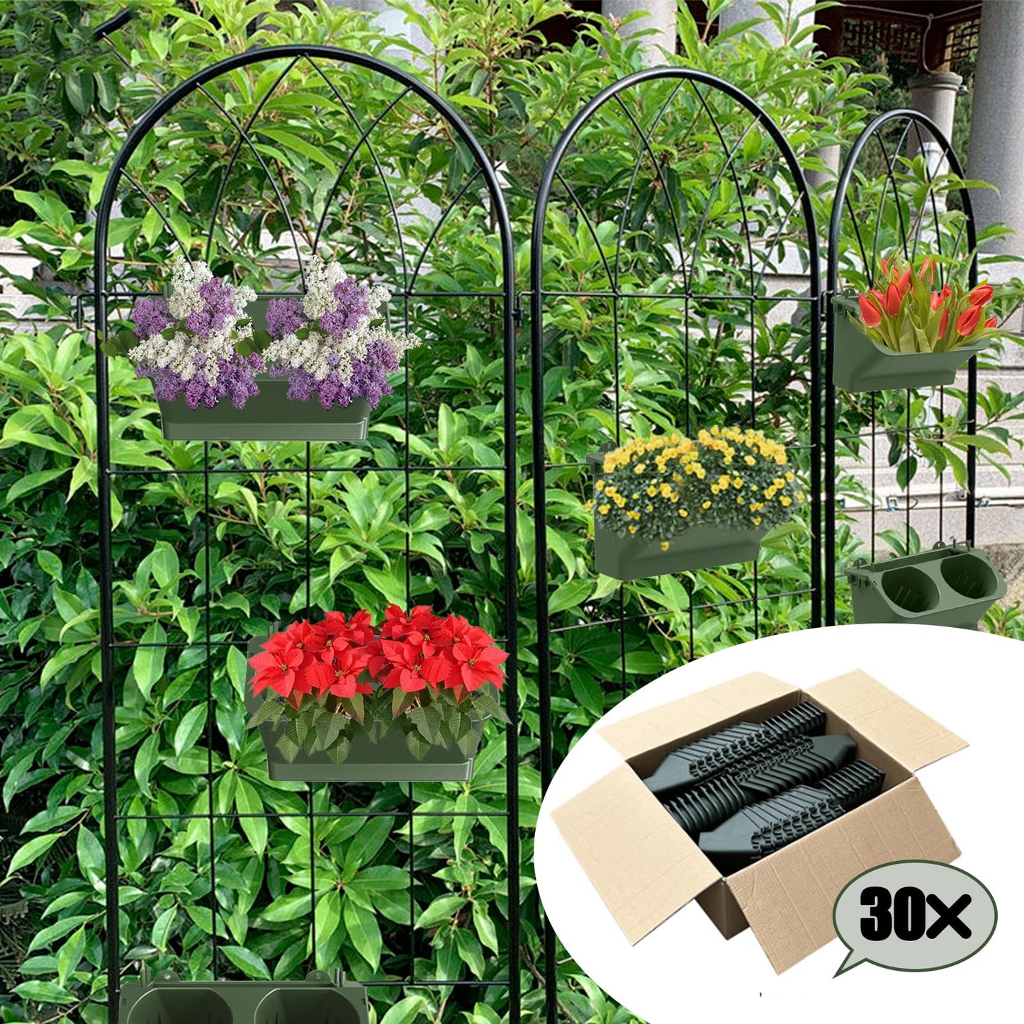 ERYRON Vertical Wall Planter Stackable Wall Planter Indoor Outdoor with 60 Pockets, Garden Self Watering Wall-Mounted Planter Plant Flower Pot Holder for Herbs Vegetables Fruits