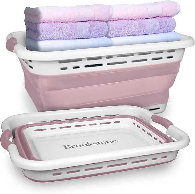 BROOKSTONE 11 GALLON XL 24" Collapsible Laundry Basket & Clothes Hamper