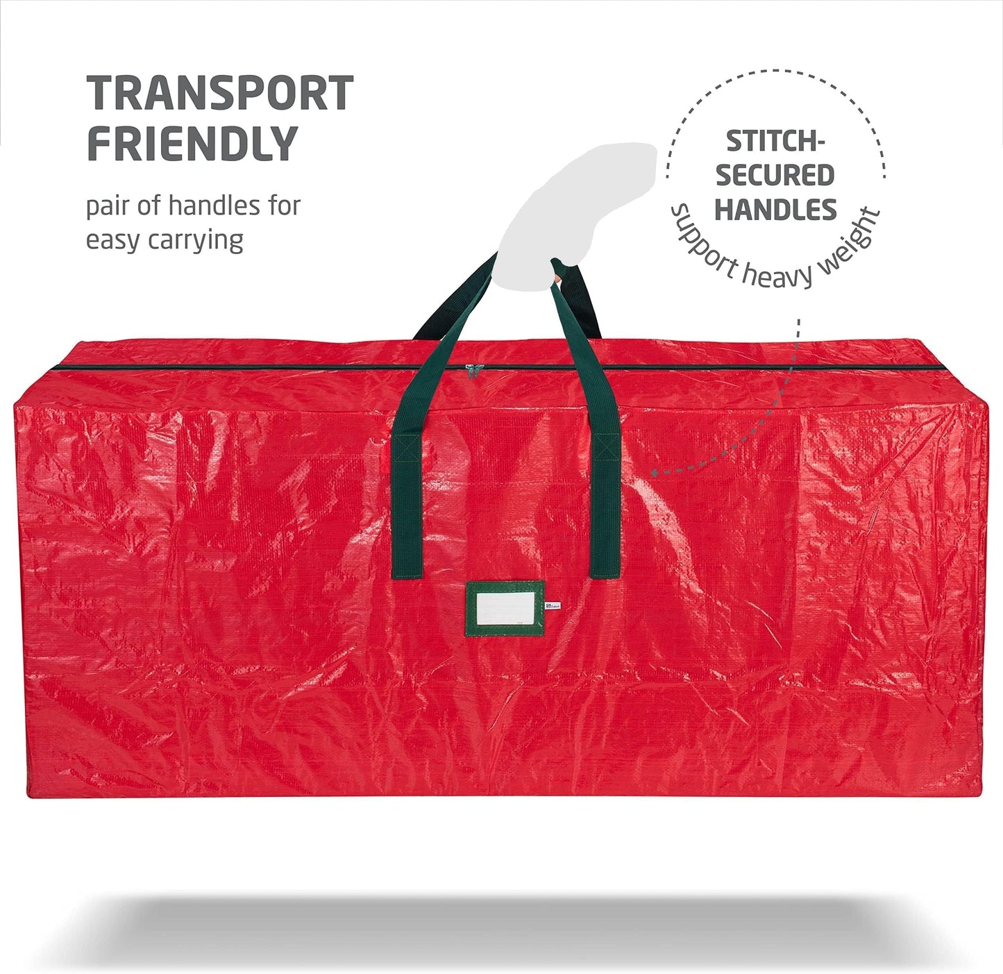 Zober Christmas Tree Storage Bag - Fits 7.5 Ft Artificial Trees - Plastic, Waterproof Christmas Tree Bag For Storage Box For Xmas - Strong, Durable Handles - Label Card Slot - Red