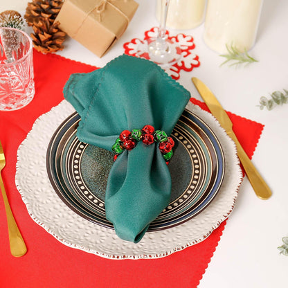 Getfitsoo Christmas Napkin Rings Set of 6, Thanksgiving Bells Napkin Rings with Green and Red Bell Metal Buckles for Christmas Table Decor, Weddings, Parties