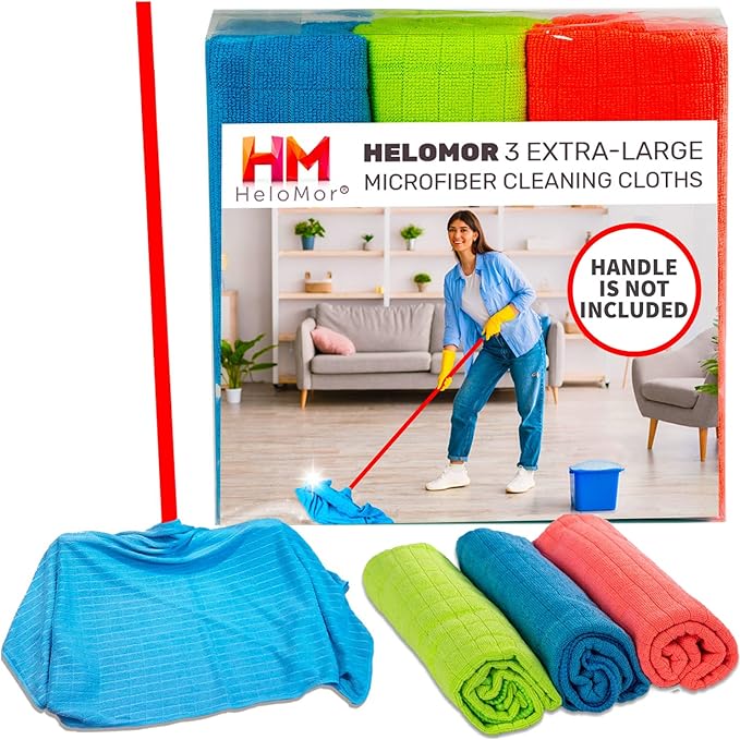 HELOMOR 3 Extra Large Microfiber Cleaning Cloths, Reusable Multi-Purpose