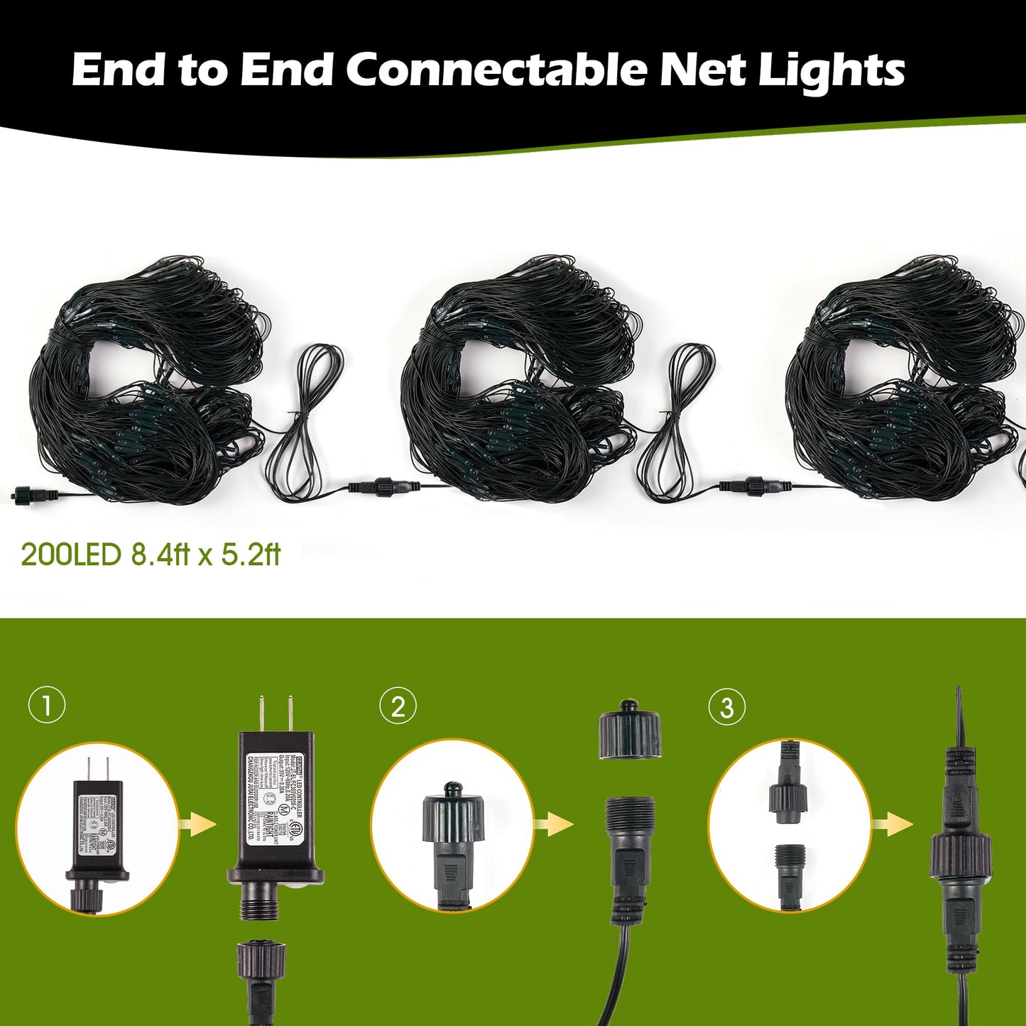 BlcTec Outdoor Christmas Lights 200 LED 8.4ft x 5.2ft Christmas Net Lights with 8 Modes, UL Certified, Timer, Connectable, Waterproof for Trees, Bushes, Yard Outdoor Holiday Decorations, Red Green