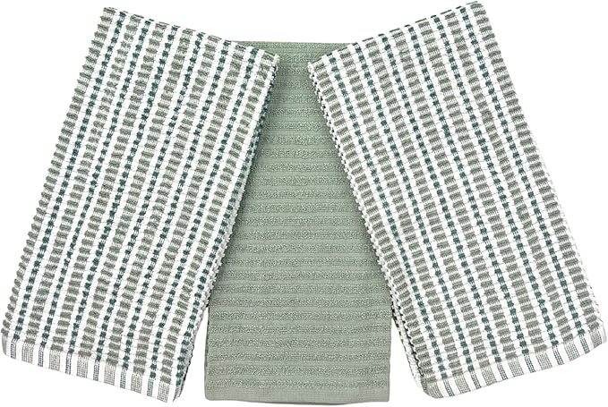 Serafina Home Sage Green Kitchen Dish Towels- Set of 3 100% Cotton Soft