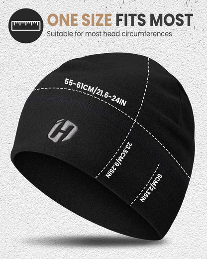 HASAGEI Thermal Running Hat - Men's Skull Cap Cycling Cap Under Helmet Black
