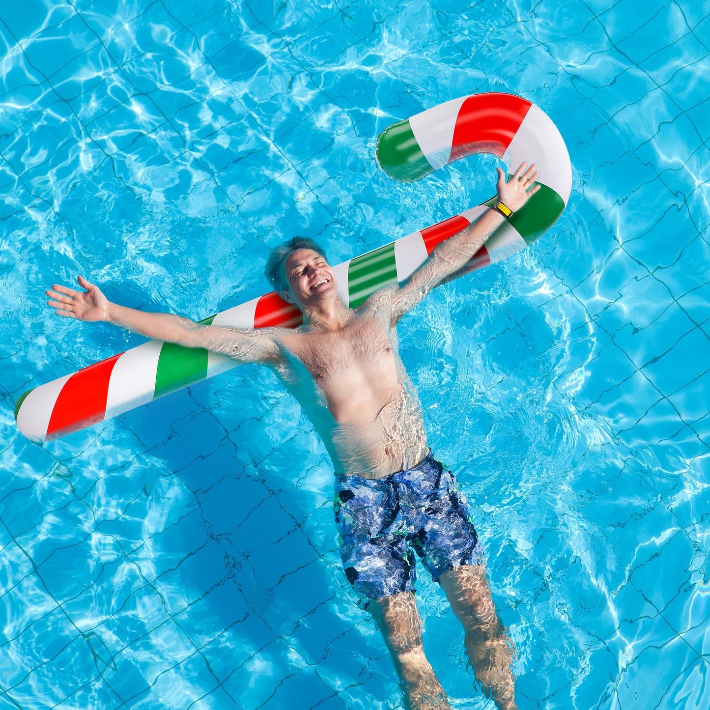 Rotatingpals 2 Pcs 54 Inch Christmas in July Inflatable Pool Noodle Floats Blow up Candy Cane Noodle Jumbo Candy Cane Swim Noodles for Xmas Holiday Yard Lawn Patio Garden Indoor Outdoor Decor Gifts