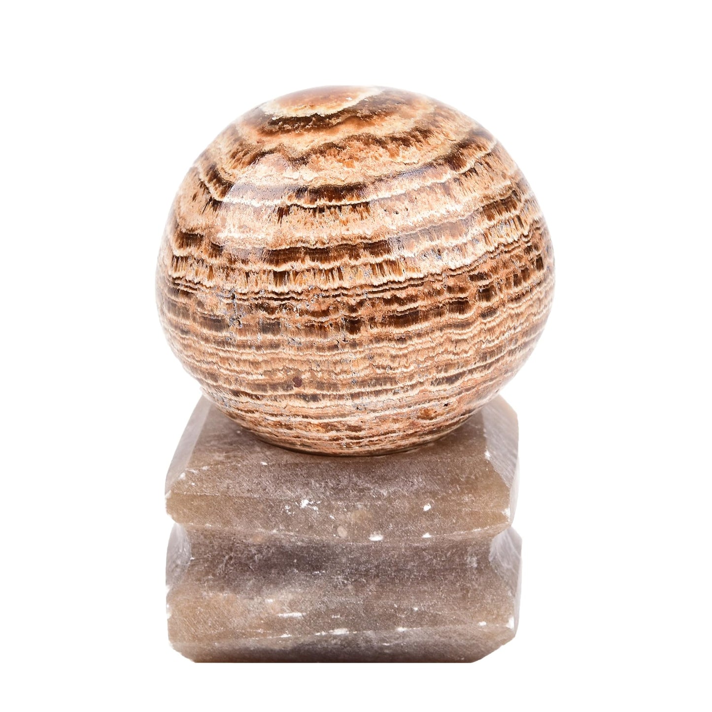AMOYSTONE Moroccan Onyx Ball Divination Sphere Yellow Agate Decorative Ball Natural Healing Crystals Striped Sphere for Feng Shui 41-50mm with Stone Stand
