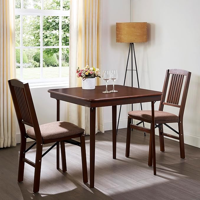MECO Stakmore Classic Straight Edge Wood Folding Table, No Assembly Required