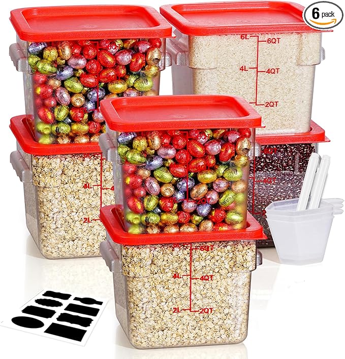 6QT Clear Food Storage Containers: 6 PCS NSF Food Storage Containers