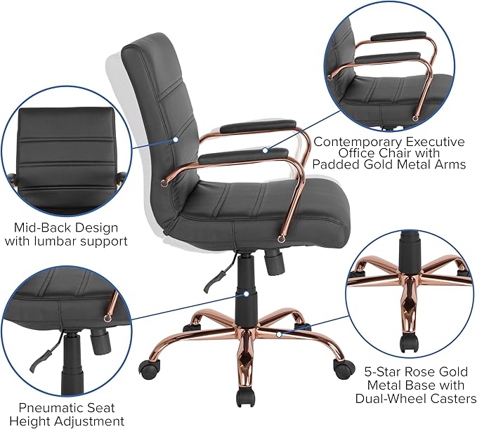 Flash Furniture Whitney Mid-Back Swivel LeatherSoft Desk Chair