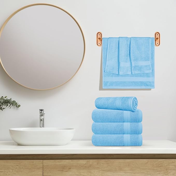 GLAMBURG Ultra Soft 6-Piece Hand Towel Set 16x28-100% Ringspun Cotton