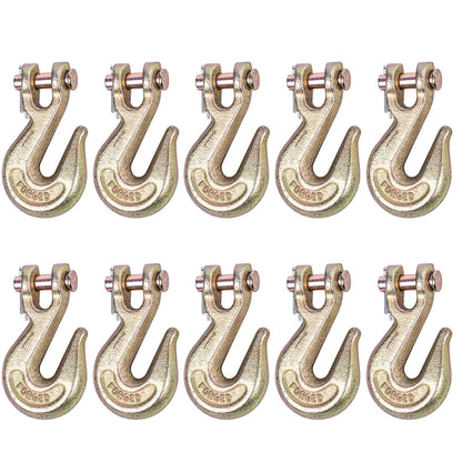Lechansen 3/8'' G80 Clevis Grab Hook,10 Pack Heavy Duty Grade 80 Transport Chain Hooks 3/8 Inch Tow Hook for G80 Chains and Binders, 7,100 Lbs Working Load Limit