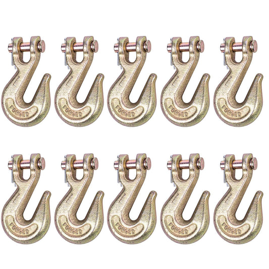 Lechansen 3/8'' G80 Clevis Grab Hook,10 Pack Heavy Duty Grade 80 Transport Chain Hooks 3/8 Inch Tow Hook for G80 Chains and Binders, 7,100 Lbs Working Load Limit
