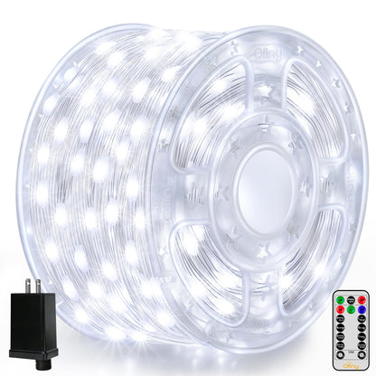 Ollny Christmas Lights Cool White, 600LED 197FT Christmas Tree Lights IP67 Waterproof, Plug in Fairy Lights with Remote 8 Modes Timer, Xmas Light for Outdoor Indoor House Holiday Decor