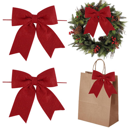 AIMUDI Red Bows for Christmas Tree 5'' Hand Felted Christmas Bow for Gift Wrapping Premade Bow Gift Bows for Presents Crafts Wreaths Fireplaces Winter Holiday Christmas Decorations, 24 PCs
