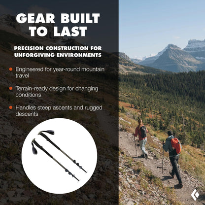 BLACK DIAMOND Trail Trekking Poles (Pair) | Lightweight Aluminum Hiking Poles | FlickLock Adjustable Shafts | All-Season Stability & Comfort | Iron Red