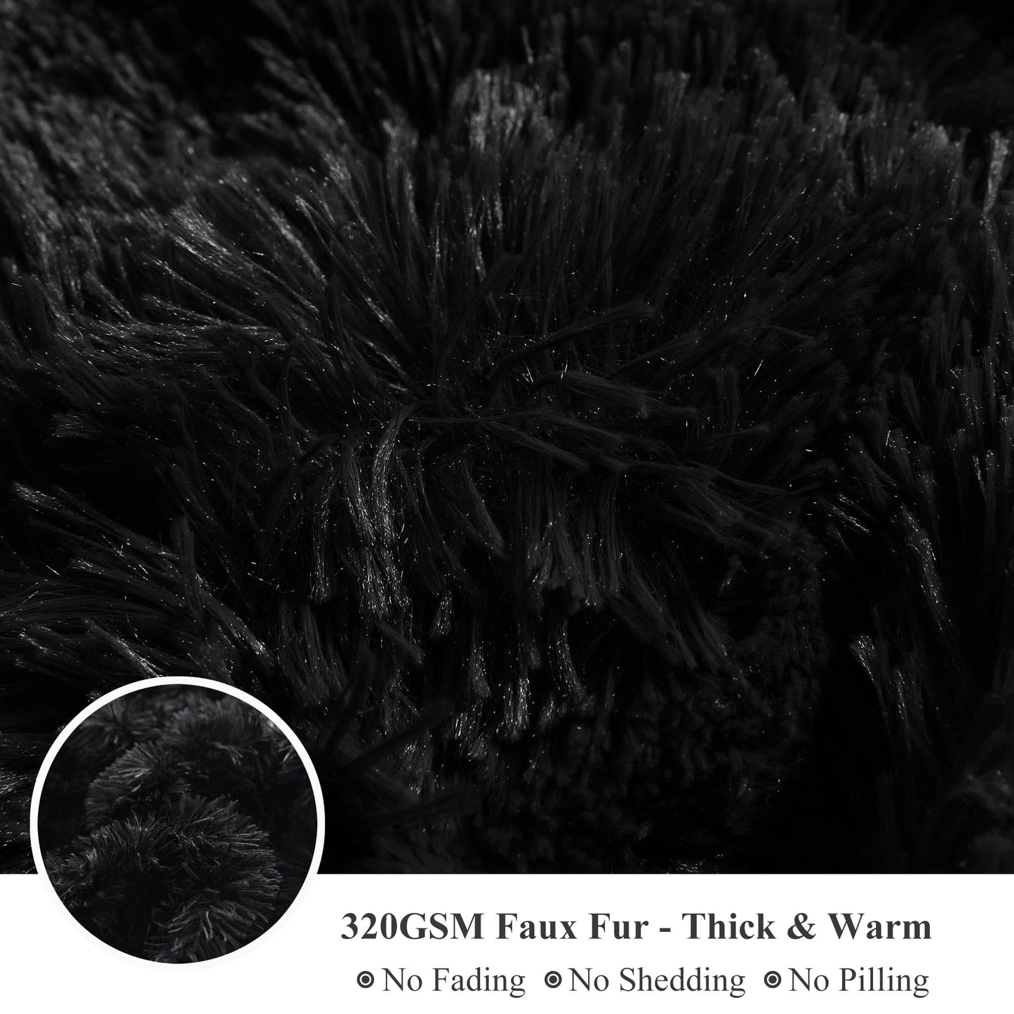 XeGe Plush Shaggy Duvet Cover Set, Luxury Ultra Soft Crystal Velvet Fluffy Bedding Sets 2 Pieces(1 Faux Fur Furry Comforter Cover + 1 Fuzzy Faux Fur Pillow Case), Zipper Closure (Twin, Black)
