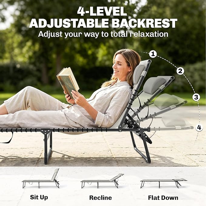 Outsunny Folding Chaise Lounge Chair, Patio Sun Tanning Chair, Outdoor Chaise