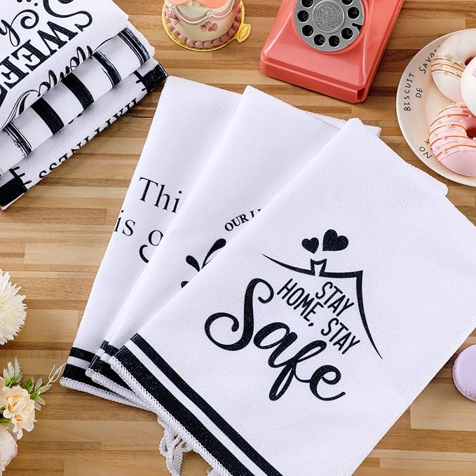Geyoga 6 Pcs Spring Floral Kitchen Towels Flamingo Dish Hand Towels Sunflower