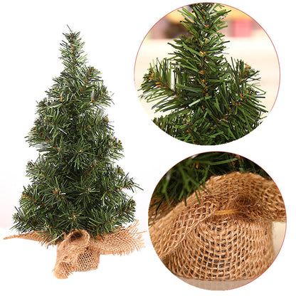 4 Pack Tabletop Mini Christmas Tree, 7.87" / 11.81" Artificial Miniature Pine Christmas Tree with Linen Base Perfect for Christmas Decorations, Home, Kitchen, Dining Table