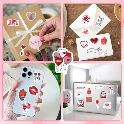 184Pcs Love Stickers for Scrapbooking, Waterproof Valentine's Day Decals, Scrapbook Stickers Love Themed Sticker Pack, Cute Heart Stickers for Couples Envelope Diary Planner Letter DIY Decor (4Boxes)