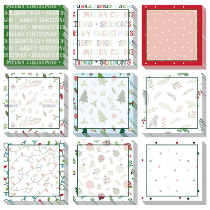 9 Pieces Christmas Sticky Note Self-Adhesive Merry Christmas Note Pads with Christmas Tree Christmas Lights Balloon Memo Notes for Xmas School Office Home Supplies Students Teachers Present