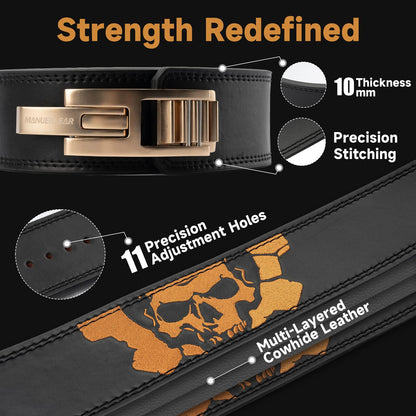 Lever Lifting Belt for Man and Women, Weightlifting with Adjustable Heavy Duty Buckle, Professional Weight Lifting Belt Black/Gold
