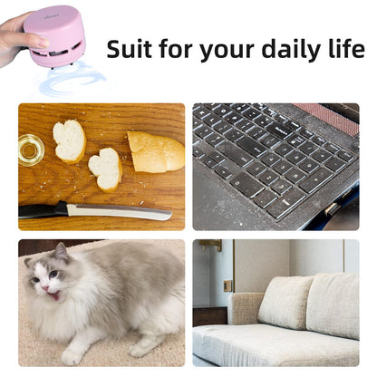 tenwin Mini Vacuum Cleaner, Portable Desktop Vacuum Cordless, Handheld Dust Sweeper Battery Operated, Low Noise and Strong Suction for Home/Office/School/Car/Keyboard(Battery not Include)