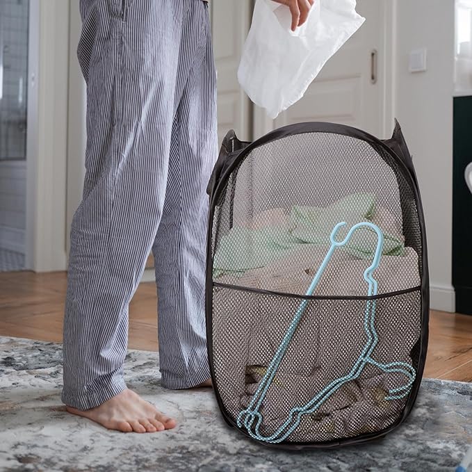 Foldable Mesh Popup Laundry Hamper, Laundry Basket Easy to Open and Fold