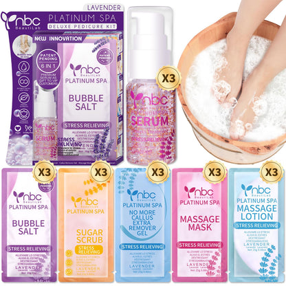 Pedicure Kit Foot Soak Set: Bubble Salt, Sugar Scrub, Massage Mask, Massage Lotion in a Box, 4 Step Foot Spa Kit for Dry Feet,Tired Feet（3 Set Tropical Fruit)