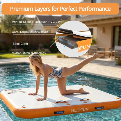 HIJOFUN Inflatable Floating Dock Mat,6 inches Thick 6ft Inflatable Stable Platform Raft with Storage Bag None-Slip Surface Island Raft for Lake Beach Pool