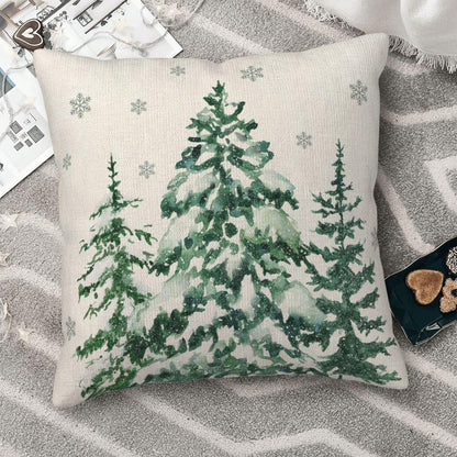 Sunshineyan Christmas Pillow Covers 18X18 Inch Set of 2 Forest Trees Christmas Decor Pillow Covers Green Throw Pillows Winter Christmas Cushion Cases Linen for Home Decor Sofa Couch Living Room