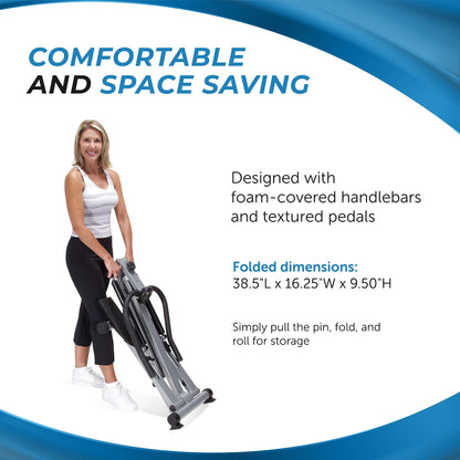 Stamina Products 40-0069 Spacemate Adjustable Folding Exercise Fitness Stepper Machine with Digital Monitor and Transport Wheels