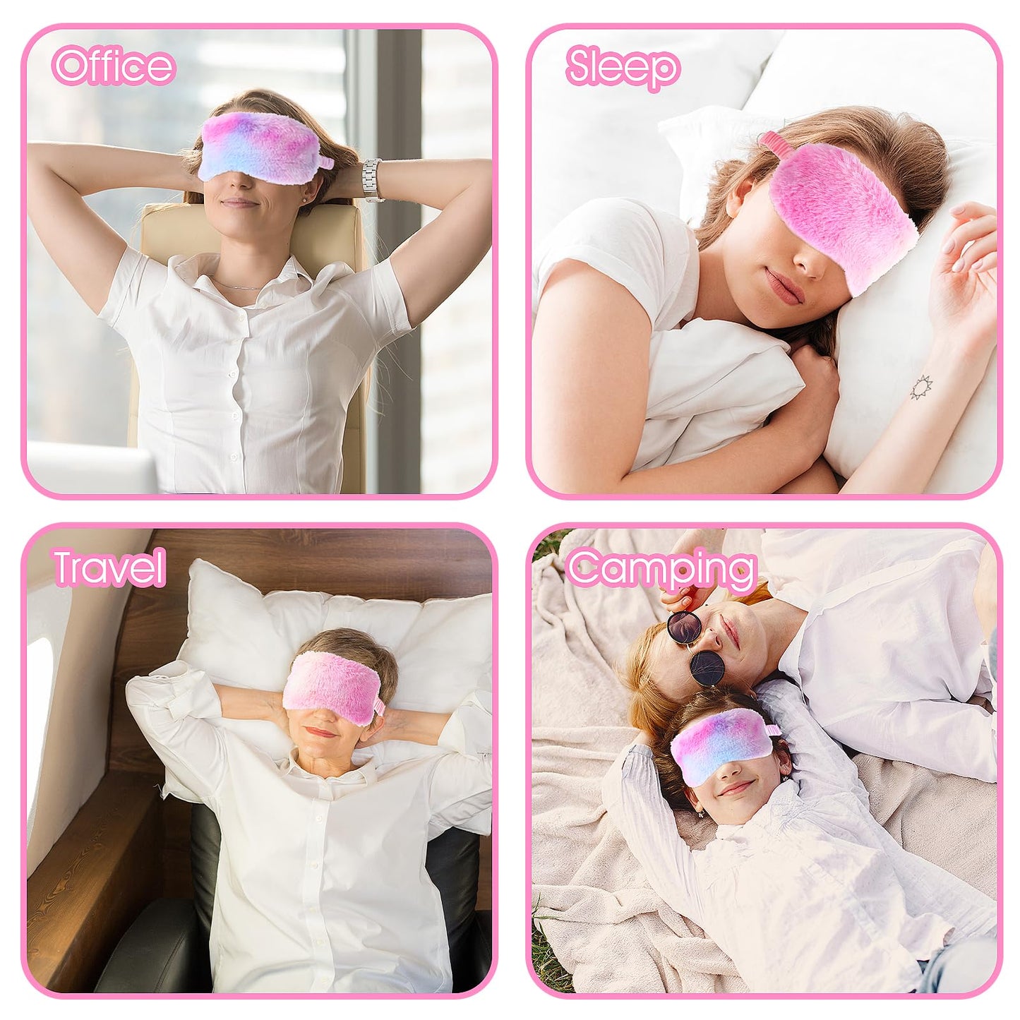 2 Pack Plush Sleeping Eye Mask Soft Plush Eye Mask Fuffy Eye Cover Comfortable Sleep Mask Blindfold Rainbow Faux Fur Eye Shade for Women, Men and Kids Travel Nap Sleeping 565488_2_3pL1H9vJ3