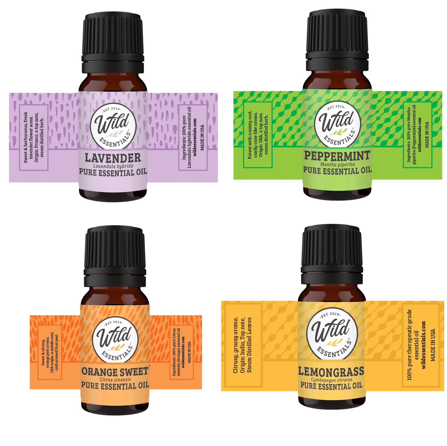 Wild Essentials Tree of Life Essential Oil Leather Wrap Bracelet Diffuser Kit, Gift Set, Lavender, Lemongrass, Peppermint, Orange Oils, 12 Pads, Customizable Color Changing Perfume Jewelry, Black