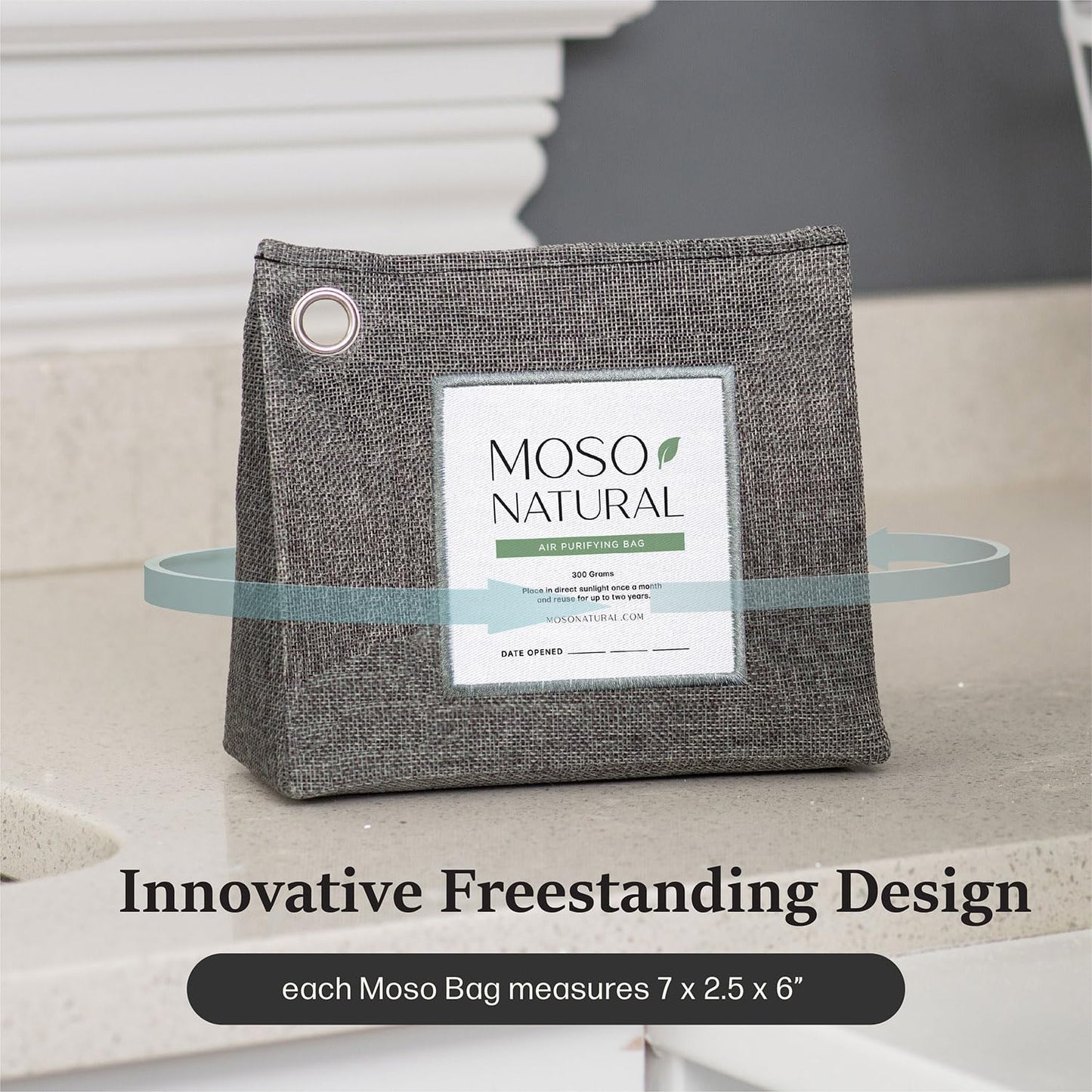 Moso Natural Air Purifying Bag 300g (3 Pack). A Scent Free Odour Eliminator for Closets, Bathrooms, Laundry and Pet Areas. Premium Moso Bamboo Charcoal