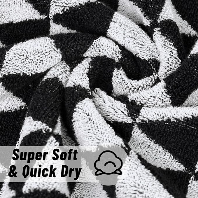 Black Hand Towels for Bathroom & Kitchen, 2 Pack Cotton Quick Dry Towels for