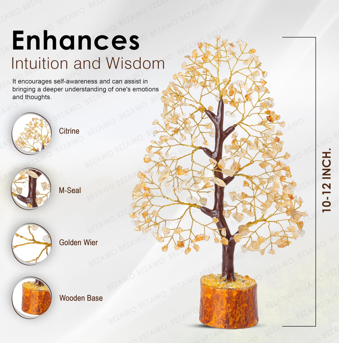 Crocon® Citrine Crystals Tree, Gifts, Birthday Gifts for Women, House Warming Gift New Home Decor, Healing Crystals Spiritual Present, Mom Birthday Gift Her, Decor, Gemstones Money Tree Positivity