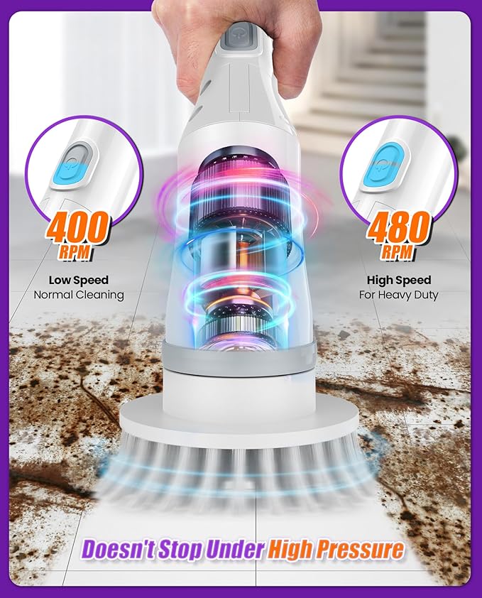 NBONEBS Electric Spin Scrubber, Cordless Shower Scrubber Rotary Floor Brushes &
