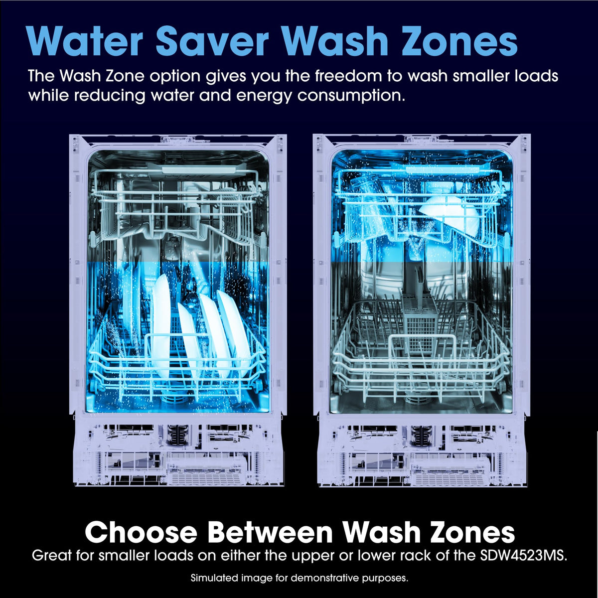 Sharp SDW4523MS 18-Inch Built-In Dishwasher, Stainless Steel, 47 dB, Third Rack, 8 Place Settings, 6 Wash Cycles